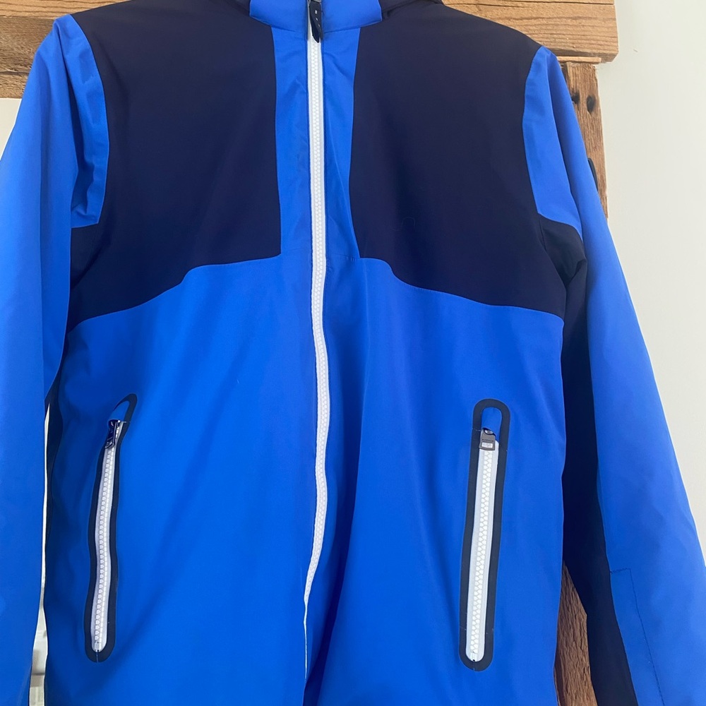 Bogner Blue and Navy Ski Jacket with White Accents